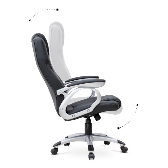 Καρέκλα γραφείου διευθυντική Luca Megapap από τεχνόδερμα χρώμα μαύρο 65x60x118/128εκ. - 0223123