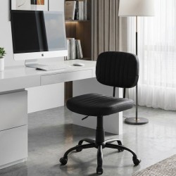 Καρέκλα γραφείου Romano  από τεχνόδερμα χρώμα μαύρο 46x53x79/86εκ.