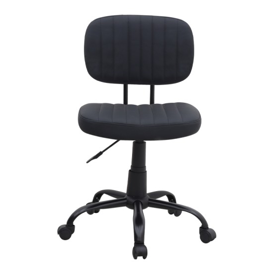 Καρέκλα γραφείου Romano  από τεχνόδερμα χρώμα μαύρο 46x53x79/86εκ.