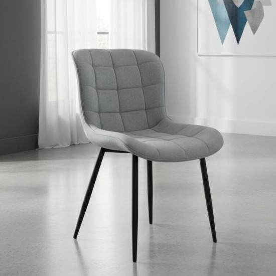 Καρέκλα τραπεζαρίας Chiara  γκρι ύφασμα - μεταλλικό μαύρο πόδι 48x58x81εκ.