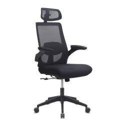 Καρέκλα γραφείου διευθυντική Belora  με ύφασμα Mesh χρώμα μαύρο 63,5x62x117/127εκ.