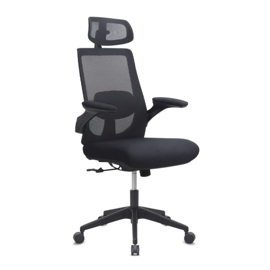 Καρέκλα γραφείου διευθυντική Belora  με ύφασμα Mesh χρώμα μαύρο 63,5x62x117/127εκ.