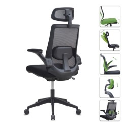 Καρέκλα γραφείου διευθυντική Belora  με ύφασμα Mesh χρώμα μαύρο 63,5x62x117/127εκ.