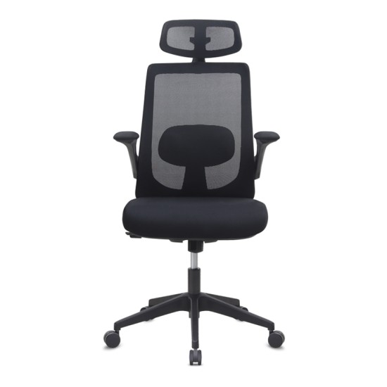 Καρέκλα γραφείου διευθυντική Belora  με ύφασμα Mesh χρώμα μαύρο 63,5x62x117/127εκ.