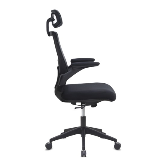 Καρέκλα γραφείου διευθυντική Belora  με ύφασμα Mesh χρώμα μαύρο 63,5x62x117/127εκ.