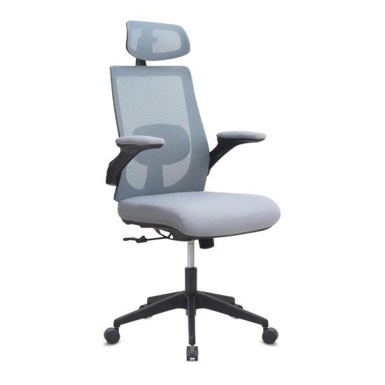 Καρέκλα γραφείου διευθυντική Belora  με ύφασμα Mesh χρώμα γκρι 63,5x62x117/127εκ.