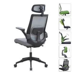 Καρέκλα γραφείου διευθυντική Belora  με ύφασμα Mesh χρώμα γκρι 63,5x62x117/127εκ.