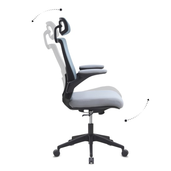 Καρέκλα γραφείου διευθυντική Belora  με ύφασμα Mesh χρώμα γκρι 63,5x62x117/127εκ.