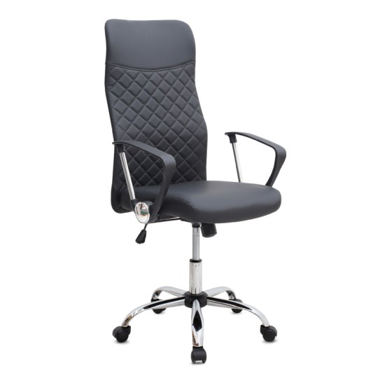 Καρέκλα γραφείου Novaro  από τεχνόδερμα χρώμα μαύρο 61x68x111/121εκ.