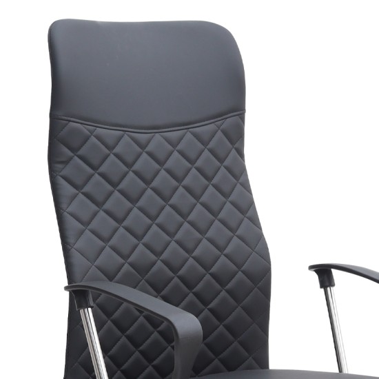 Καρέκλα γραφείου Novaro  από τεχνόδερμα χρώμα μαύρο 61x68x111/121εκ.