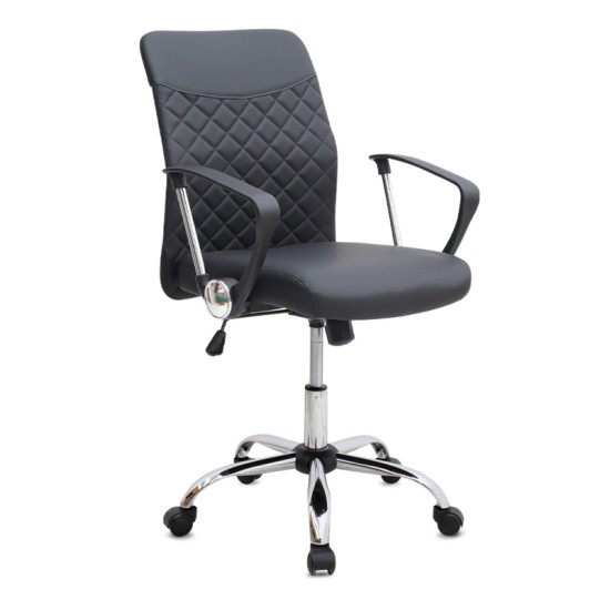 Καρέκλα γραφείου Avelon  από τεχνόδερμα χρώμα μαύρο 60x56x94/103εκ.