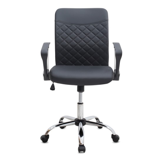 Καρέκλα γραφείου Avelon  από τεχνόδερμα χρώμα μαύρο 60x56x94/103εκ.