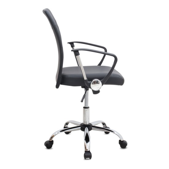 Καρέκλα γραφείου Avelon  από τεχνόδερμα χρώμα μαύρο 60x56x94/103εκ.