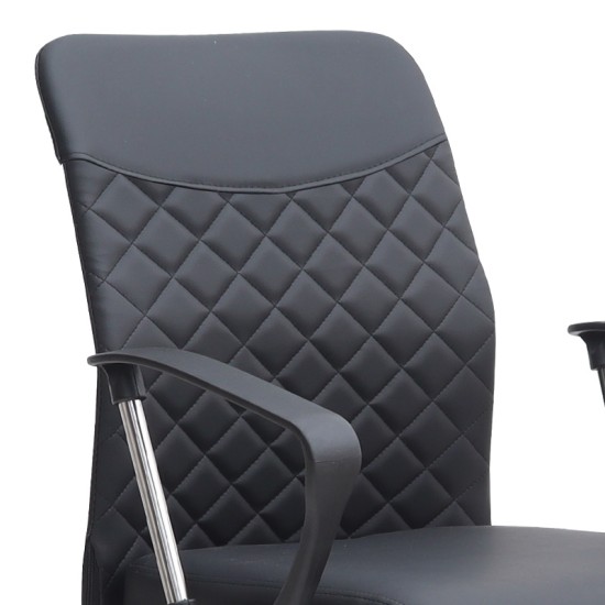 Καρέκλα γραφείου Avelon  από τεχνόδερμα χρώμα μαύρο 60x56x94/103εκ.
