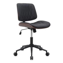 Καρέκλα γραφείου Corina  από τεχνόδερμα χρώμα μαύρο 60x65x82/92εκ.