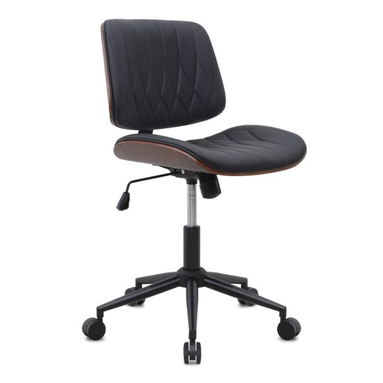 Καρέκλα γραφείου Corina  από τεχνόδερμα χρώμα μαύρο 60x65x82/92εκ.