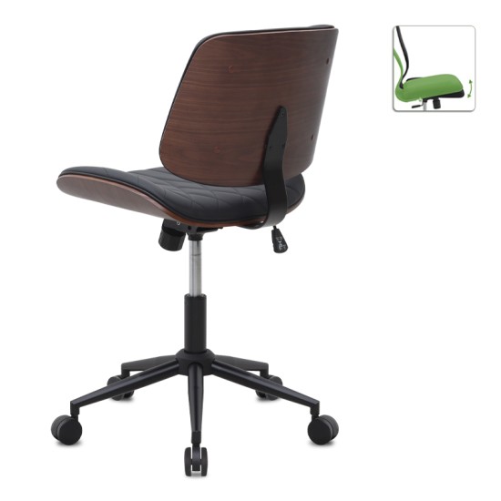 Καρέκλα γραφείου Corina  από τεχνόδερμα χρώμα μαύρο 60x65x82/92εκ.