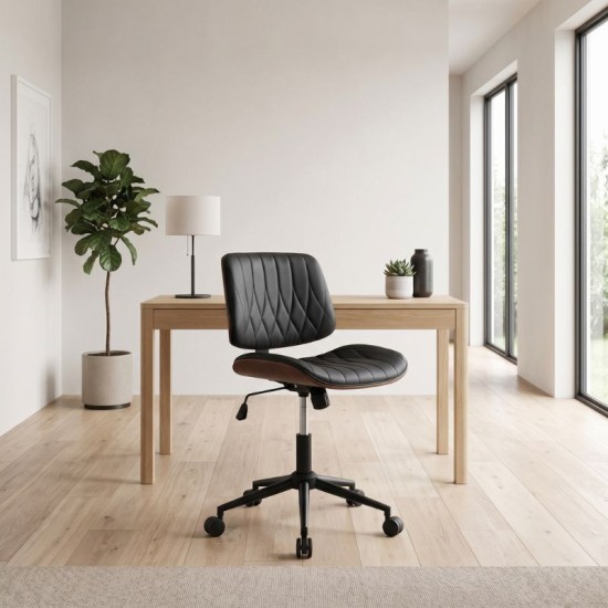 Καρέκλα γραφείου Corina  από τεχνόδερμα χρώμα μαύρο 60x65x82/92εκ.