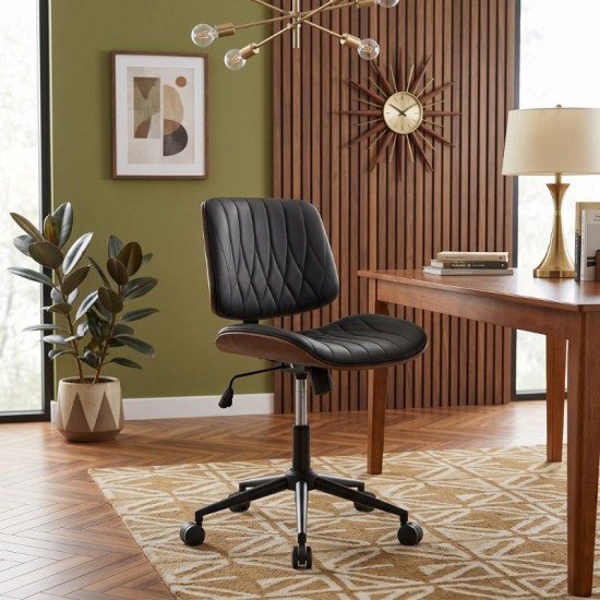 Καρέκλα γραφείου Corina  από τεχνόδερμα χρώμα μαύρο 60x65x82/92εκ.