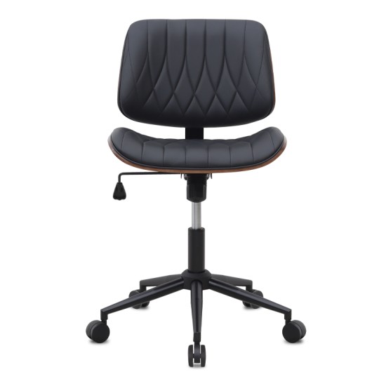 Καρέκλα γραφείου Corina  από τεχνόδερμα χρώμα μαύρο 60x65x82/92εκ.