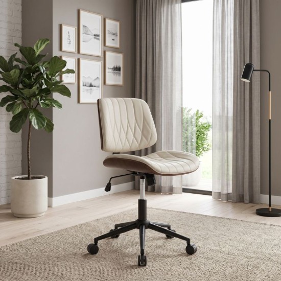 Καρέκλα γραφείου Corina  από τεχνόδερμα χρώμα ανοιχτό μπεζ 60x65x82/92εκ.