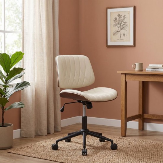 Καρέκλα γραφείου Corina  από τεχνόδερμα χρώμα ανοιχτό μπεζ 60x65x82/92εκ.