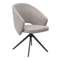 Πολυθρόνα τραπεζαρίας Milano  περιστρεφόμενη χρώμα ανοιχτό μπεζ ύφασμα - μεταλλικό μαύρο πόδι 64x64x83εκ.