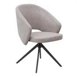 Πολυθρόνα τραπεζαρίας Milano  περιστρεφόμενη χρώμα ανοιχτό μπεζ ύφασμα - μεταλλικό μαύρο πόδι 64x64x83εκ.