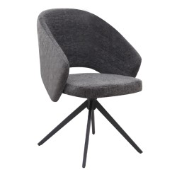 Πολυθρόνα τραπεζαρίας Milano  περιστρεφόμενη χρώμα ανθρακί ύφασμα - μεταλλικό μαύρο πόδι 64x64x83εκ.