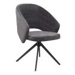 Πολυθρόνα τραπεζαρίας Milano  περιστρεφόμενη χρώμα ανθρακί ύφασμα - μεταλλικό μαύρο πόδι 64x64x83εκ.