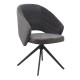 Πολυθρόνα τραπεζαρίας Milano  περιστρεφόμενη χρώμα ανθρακί ύφασμα - μεταλλικό μαύρο πόδι 64x64x83εκ.