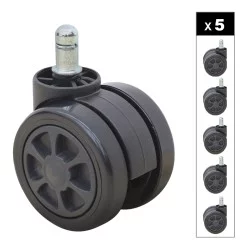 Ανταλλακτικά Ροδάκια  για καρέκλες γραφείου σετ 5 τμχ χρώμα μαύρο