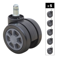 Ανταλλακτικά Ροδάκια  για καρέκλες γραφείου σετ 5 τμχ χρώμα μαύρο - γκρι