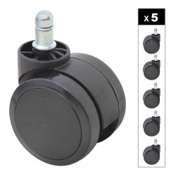 Ανταλλακτικά Ροδάκια  για καρέκλες γραφείου σετ 5 τμχ χρώμα μαύρο