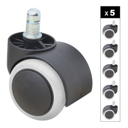 Ανταλλακτικά Ροδάκια  για καρέκλες γραφείου σετ 5 τμχ χρώμα μαύρο - λευκό