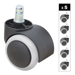 Ανταλλακτικά Ροδάκια  για καρέκλες γραφείου σετ 5 τμχ χρώμα μαύρο - λευκό