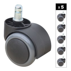 Ανταλλακτικά Ροδάκια  για καρέκλες γραφείου σετ 5 τμχ χρώμα μαύρο - γκρι