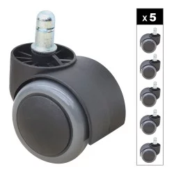 Ανταλλακτικά Ροδάκια  για καρέκλες γραφείου σετ 5 τμχ χρώμα μαύρο - γκρι