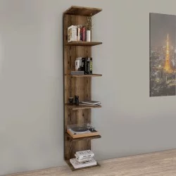 Βιβλιοθήκη - Ραφιέρα τοίχου Ogden  χρώμα καπνιστή καρυδιά 34,5x30x180εκ.