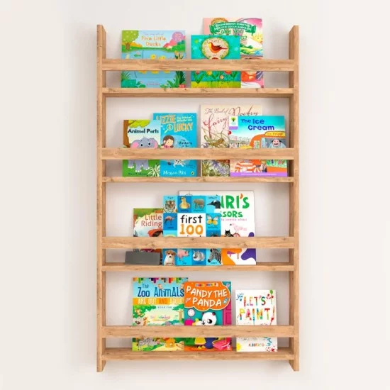 Επιτοίχια βιβλιοθήκη - ραφιέρα Montessori  χρώμα pine oak 74x10x120εκ.