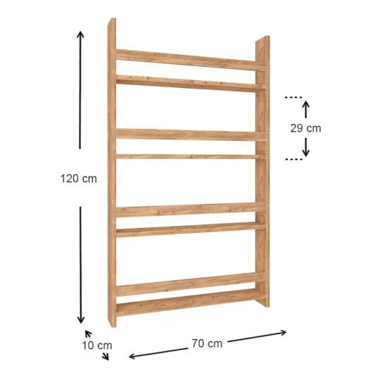 Επιτοίχια βιβλιοθήκη - ραφιέρα Montessori  χρώμα pine oak 74x10x120εκ.