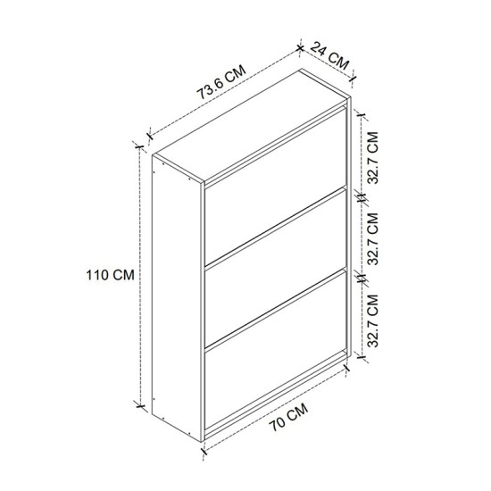 Παπουτσοθήκη μελαμίνης Nave  18 ζευγών χρώμα λευκό 73,6x24x110εκ. Παπουτσοθήκη μελαμίνης Nave  18 ζευγών χρώμα λευκό 73,6x24x110εκ.