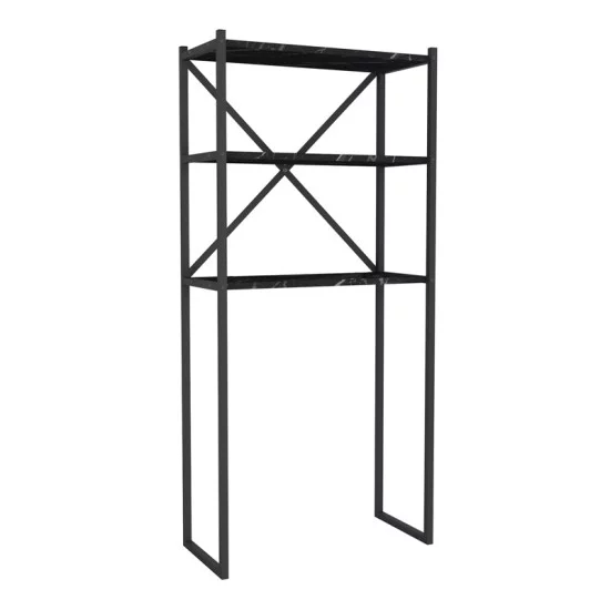 Έπιπλο πλυντηρίου Mindy  μεταλλικό - μελαμίνης χρώμα μαύρο εφέ μαρμάρου 66x34x160εκ.