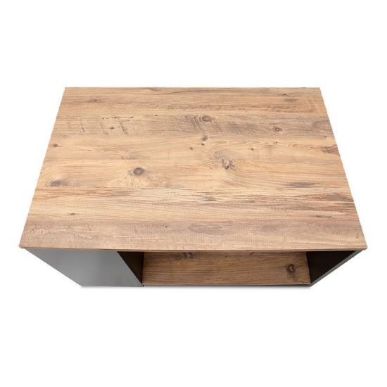 Τραπεζάκι σαλονιού Sylvia  χρώμα pine oak - ανθρακί 90,2x59,2x48,1εκ.