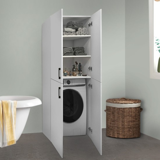 Ντουλάπα μπάνιου - Έπιπλο πλυντηρίου Millay Megapap από μελαμίνη χρώμα λευκό 70x70x180εκ. - 0226169