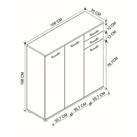 Παπουτσοθήκη - ντουλάπι Polly  χρώμα λευκό 108x35x108εκ.