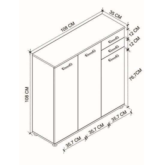 Παπουτσοθήκη - ντουλάπι Polly χρώμα pine oak 108x35x108εκ. Παπουτσοθήκη - ντουλάπι Polly χρώμα pine oak 108x35x108εκ.