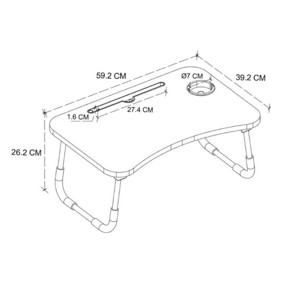 Τραπεζάκι laptop Sedon  χρώμα ανθρακί 59,2x39,2x26,2εκ.