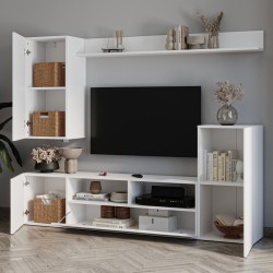 Σύνθεση τηλεόρασης Rodos  χρώμα λευκό 210,2x36x90,4εκ.