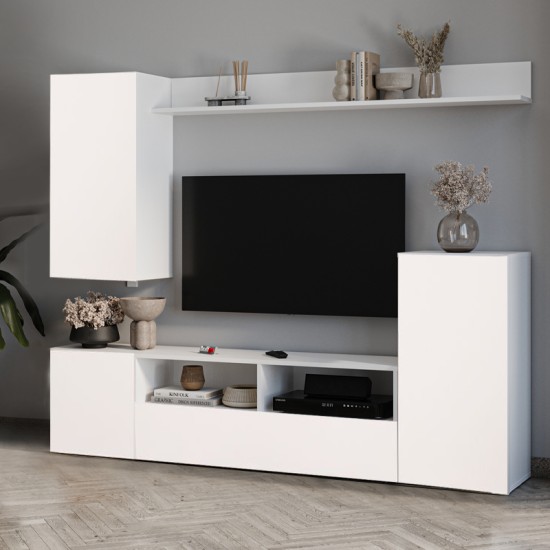 Σύνθεση τηλεόρασης Rodos  χρώμα λευκό 210,2x36x90,4εκ.